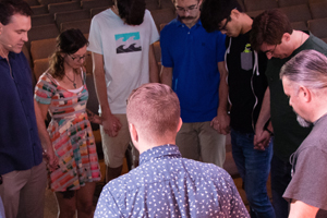 Prayer before the service at Cornerstone